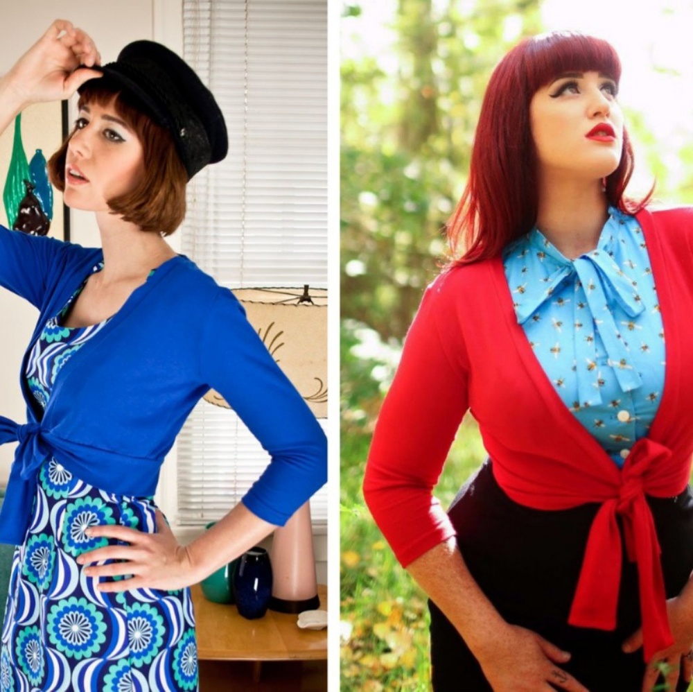 Sold out set of "Sweet" sweaters (wrap, tie top)